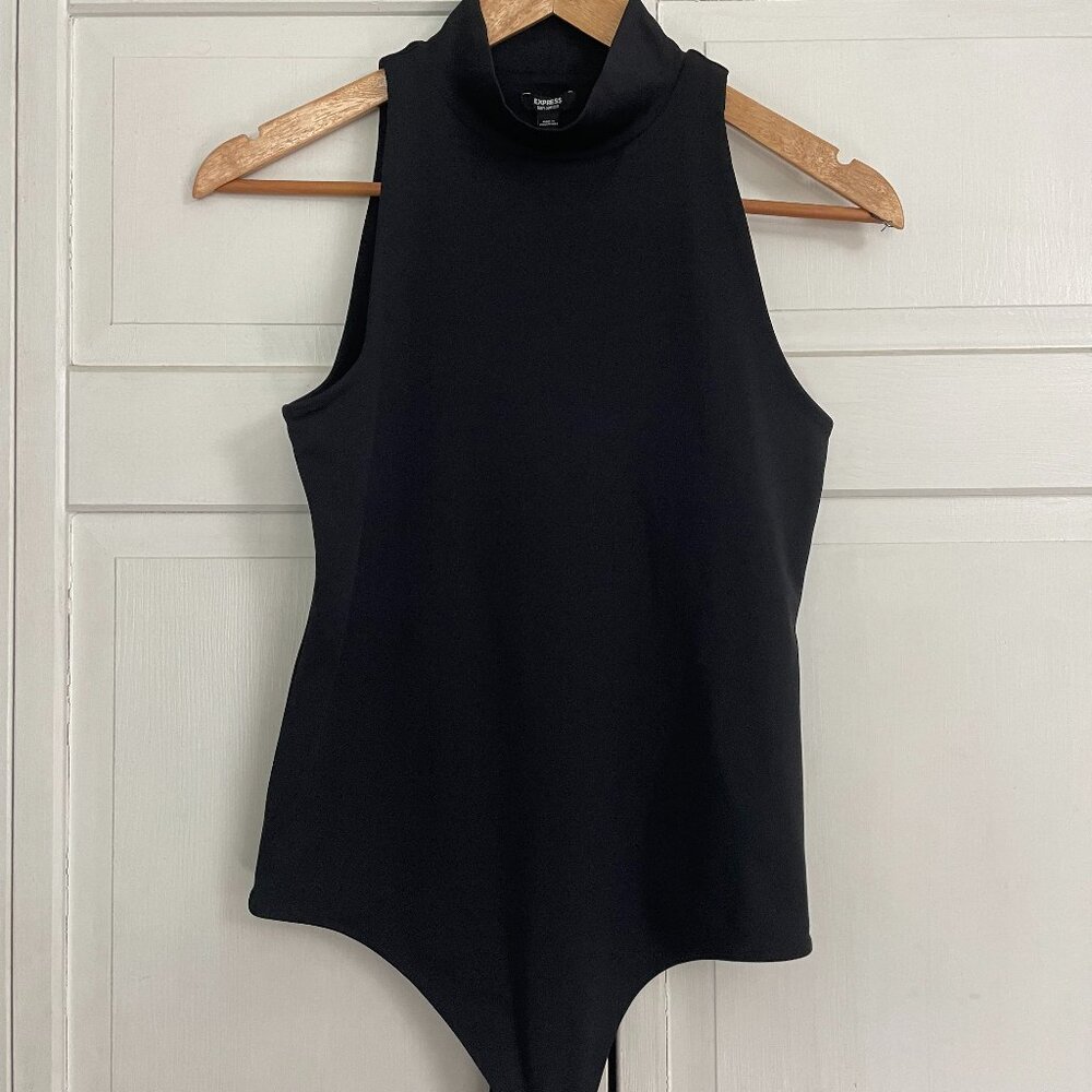 (NWT) Express Body Contour Black Thong Mock Neck Bodysuit